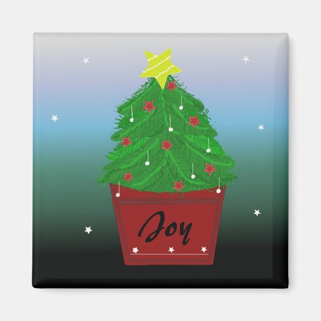 Aimant Sapin de Noël toujours vert en pot (Devant)