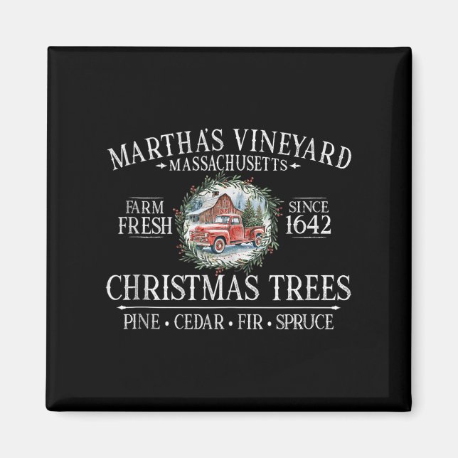 Aimant Sapins de Noël de Martha's Vineyard Ma Camion Roug (Devant)