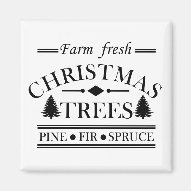 Aimant Sapins de Noël frais de la ferme moderne (Devant)
