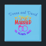 Aimant Sapphire du 45e anniversaire du Mariage<br><div class="desc">Commémorez votre quarante-cinquième anniversaire de mariage avec cet arrière - plan bleu clair,  aimant personnalisé. Personnalisez les noms dans le texte bleu saphir à votre propre ou au couple célébrant cette étape. Idéal aussi pour une fête !</div>