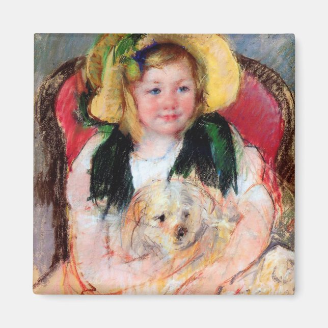 Aimant Sara avec son chien, Cassatt (Devant)
