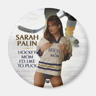 Aimant Sarah Palin - Hockey Maman J'aimerais faire du puc