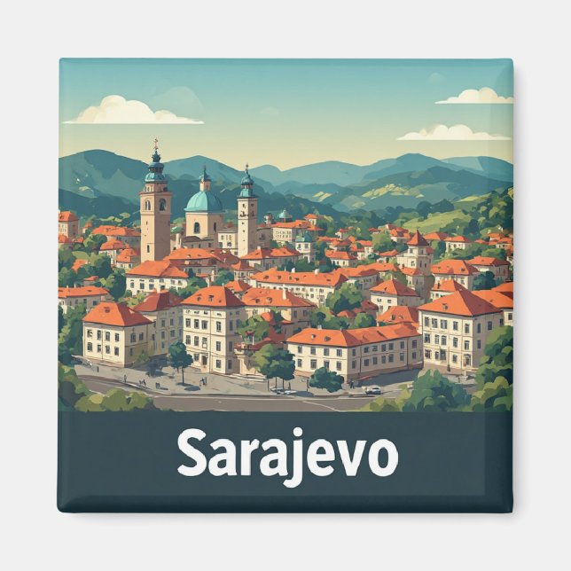 Aimant Sarajevo Bosnie Voyage Cadeau Souvenir 🗺️ (Devant)