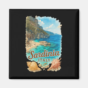 Aimant Sardaigne Italie Aquarelle Plage Voyage Souvenir