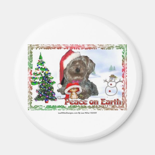 Aimant Sasha Sydney Chien Soyeux Souris Cadeaux de Fêtes (Devant)
