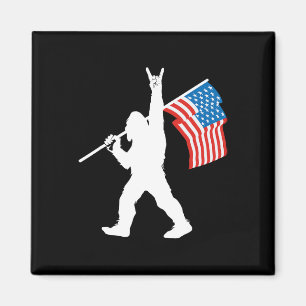 Aimant Sasquatch drôle Rock And Roll Drapeau Usa pour Big