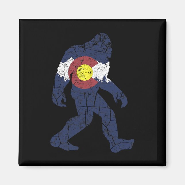 Aimant Sasquatch Retro State Flag Colorado Rocky Mountain (Devant)