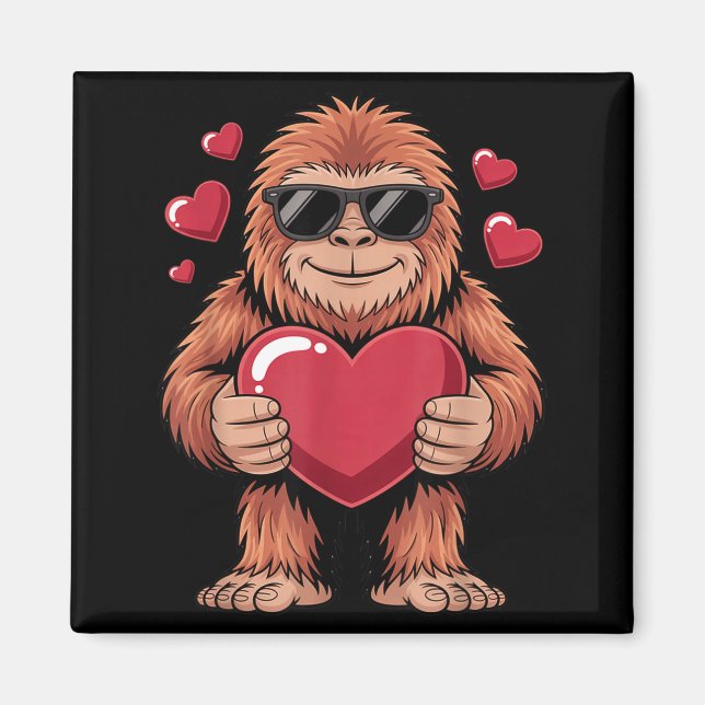 Aimant Sasquatch Saint-Valentin - Célibataires au cœur de (Devant)