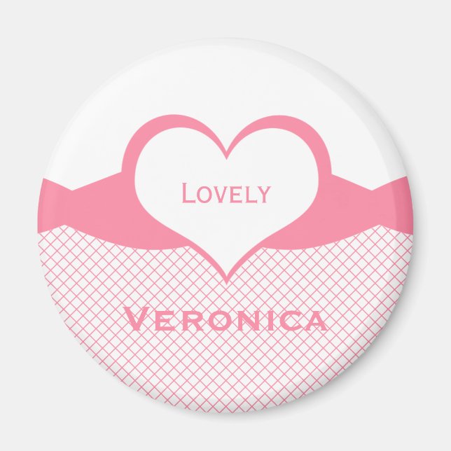 Aimant Sassy Heart Fishnet Magnet, rose (Devant)