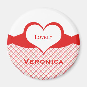 Aimant Sassy Heart Fishnet Magnet, Rouge