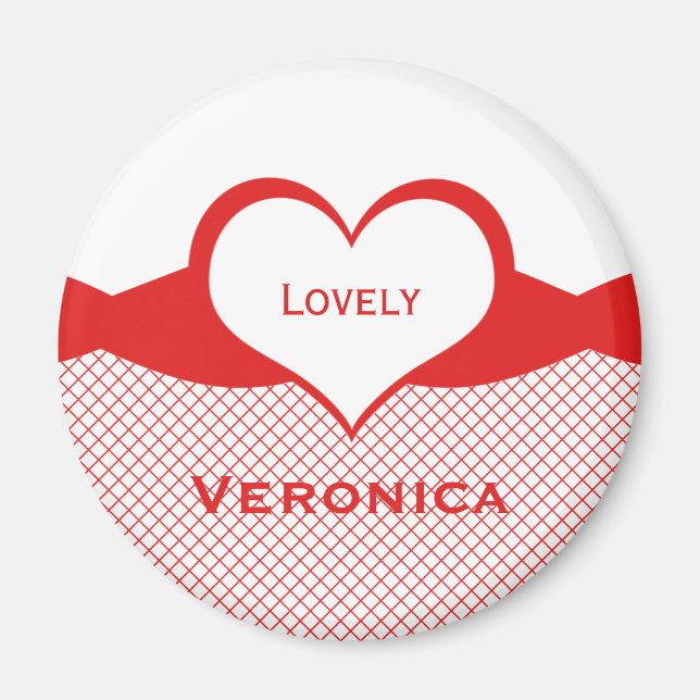 Aimant Sassy Heart Fishnet Magnet, Rouge (Devant)