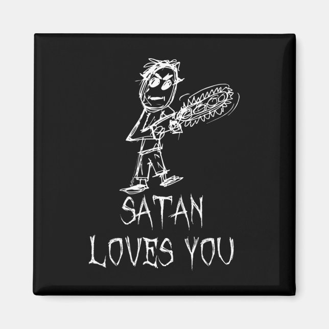 Aimant Satan vous aime Halloween Costume Mot Design (Devant)