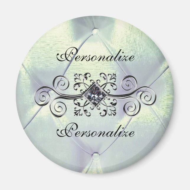 Aimant Satin Pintuck look diamant argent bleu élégant (Devant)