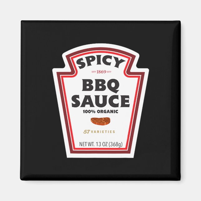 Aimant Sauce barbecue épicée Étiquette Drôle Halloween Co (Devant)