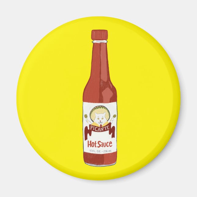 Aimant Sauce chaude épicée Chat Sombrero Amusant sur Jaun (Devant)