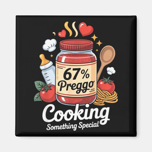 Aimant Sauce Preggo Pâtes Annonce de Grossesse Drôle 67 (Devant)