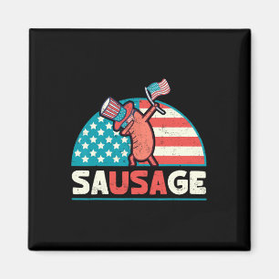 Aimant Saucisson Drôle Usa Patriotique 4 Juillet