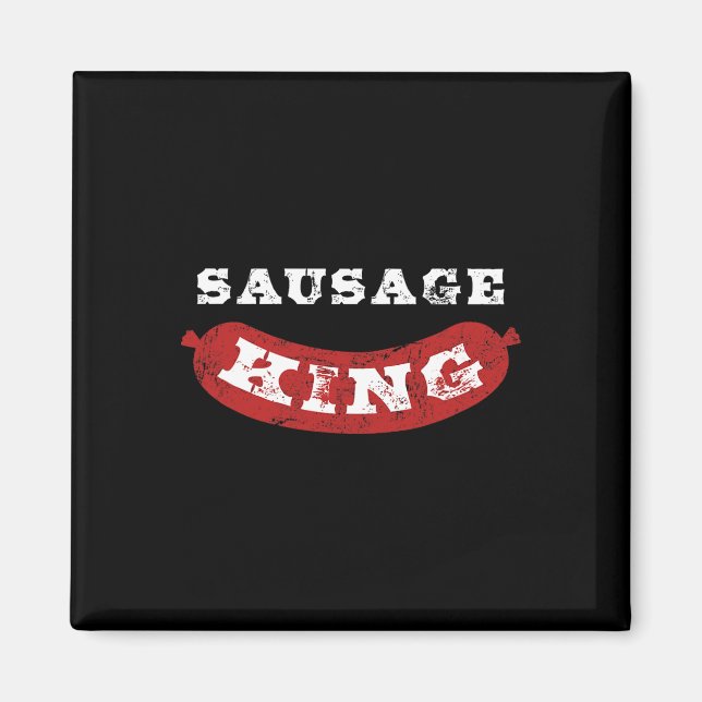 Aimant Saucisson King Funny Distressed Bbq (Devant)