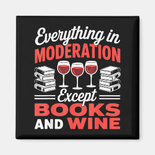 Aimant Sauf les livres et le vin buvant lecteur de livres