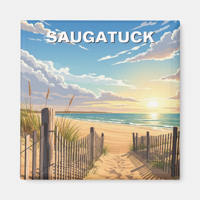 Aimant Saugatuck Beach Michigan Travel (Devant)