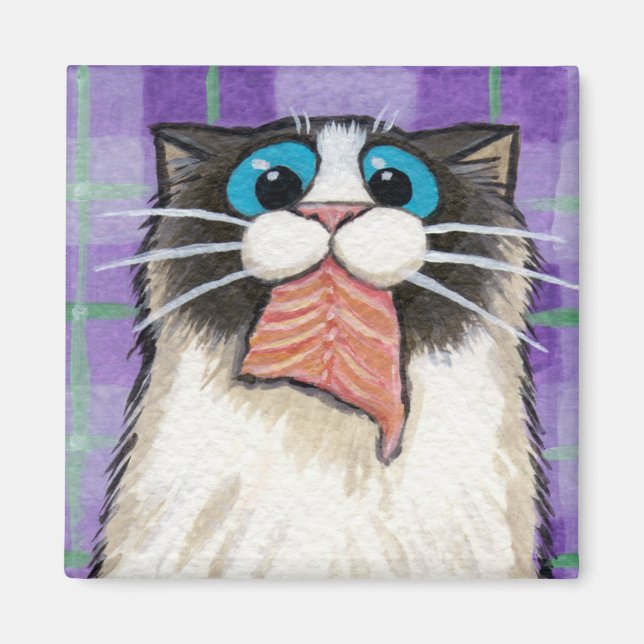 Aimant Saumon mangeur de chats (Devant)