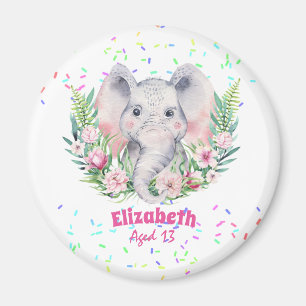 Aimant Saupoudrer Elephant Boho Floral Girls NOMMÉ Cadeau