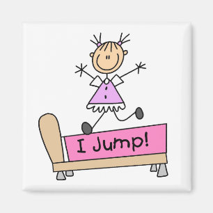 Aimant Saut sur le lit Stick Figure Girl