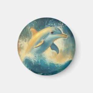 Aimant Sauts de dauphin bleu dans les vagues