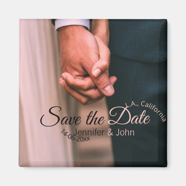 Aimant Sauvegarder la date ajouter le nom du couple lieu  (Devant)
