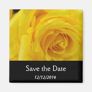 Aimant Sauvegarder la date, fleur de rose jaune