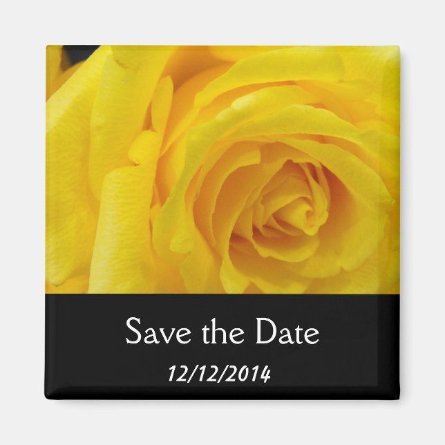 Aimant Sauvegarder la date, fleur de rose jaune (Devant)