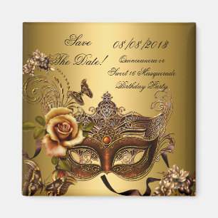 Aimant Sauvegarder La Date Quinceanera Sweet 16 Masquerad