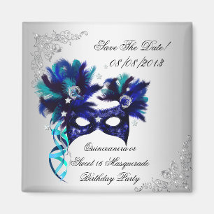 Aimant Sauvegarder la date Quinceanera Sweet 16 Masquerad
