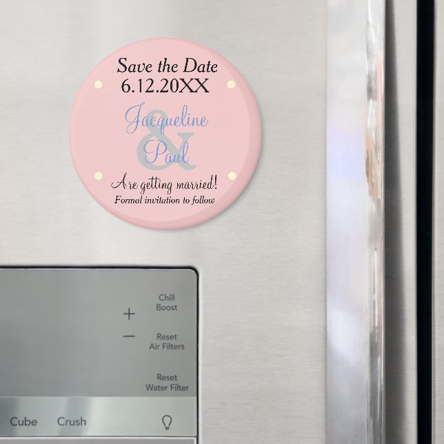 Aimant Sauvegarder la date Rose Bleu Pastels (In situ (réfrigérateur))
