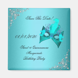 Aimant Sauvegarder la date Sweet 16 Quinceanera Mascarade