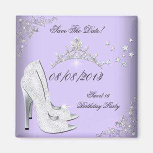Aimant Sauvegarder la date Sweet 16 Tiara Violet Talon Ha