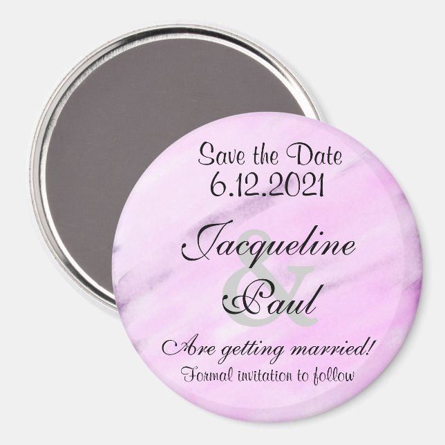 Aimant Sauvegarder la date Violet Aquarelle (Recto/Verso)