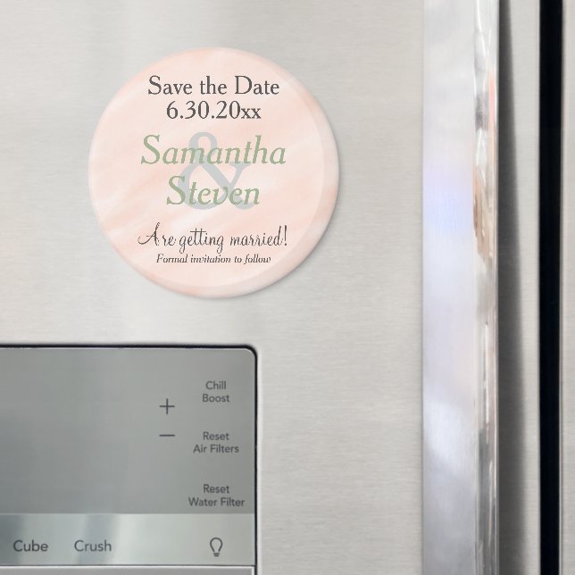 Aimant Sauver la Date Blush Vert Sauge Aquarelle (In situ (réfrigérateur))