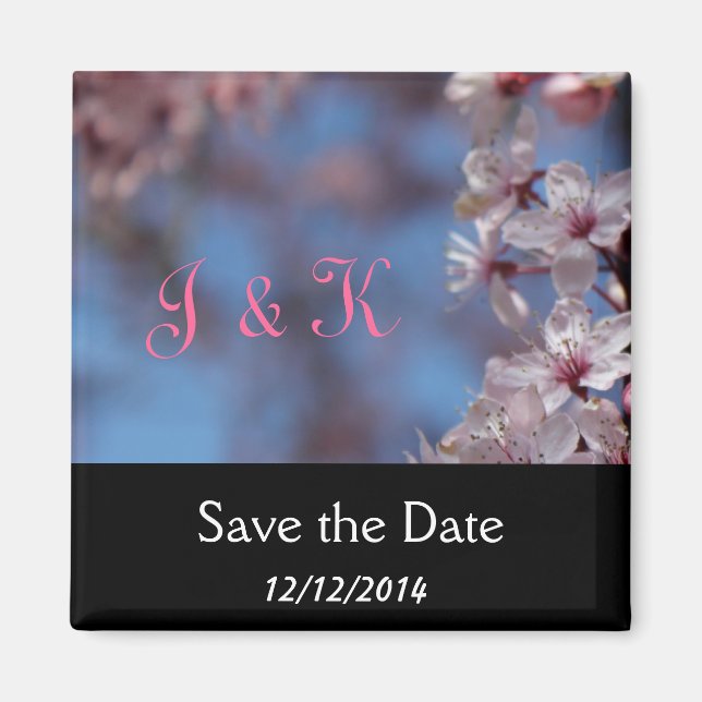 Aimant sauver la date, cerisier en fleurs (Devant)