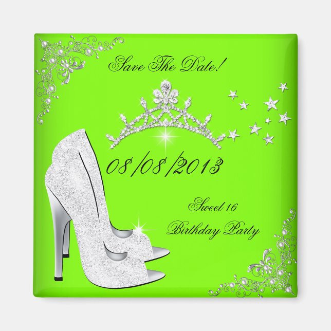 Aimant Sauver la date chaussures à talons hauts lime cour (Devant)