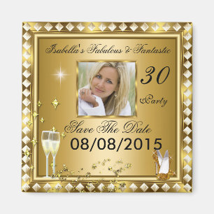 Aimant Sauver la date Fabulos 30 Photo Or Glam Anniversai