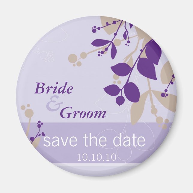 Aimant SAUVER LA DATE :: nature - lilas violet latte (Devant)