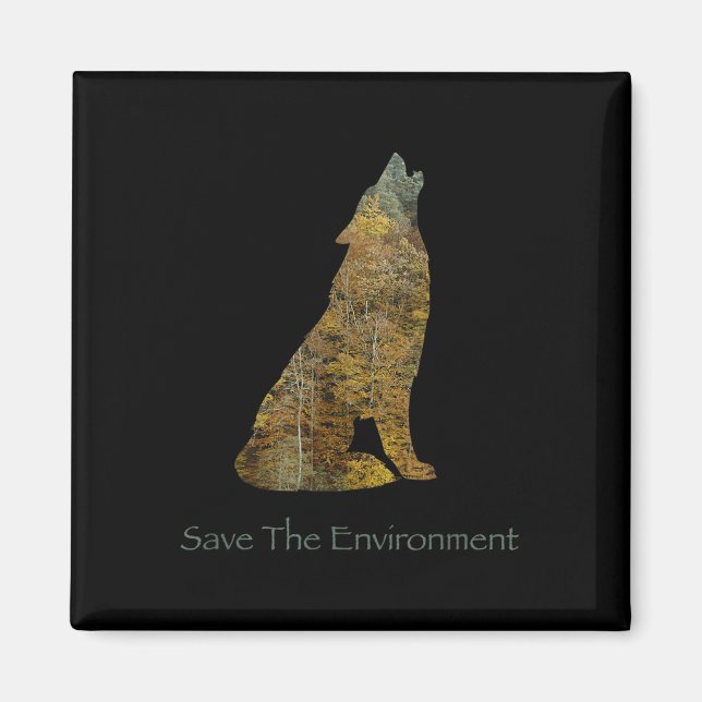 Aimant Sauver l'environnement Wolf Silhouette De l'enviro (Devant)