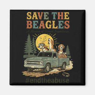 Aimant Sauver les Beagles Fin Animal Chien Vintage