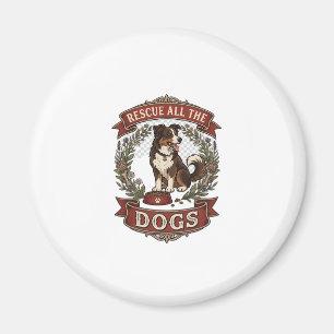Aimant Sauver tous les chiens Couronne florale ruban pour