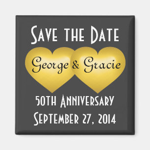 Aimant Sauvez la date 50e anniversaire coeur d'or