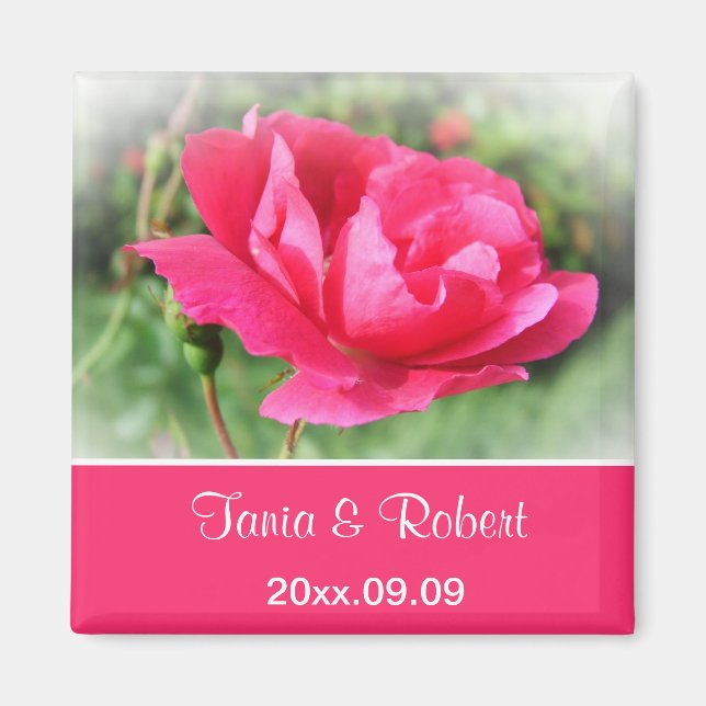 Aimant sauvez la date, roses sauvages fleurs. (Devant)