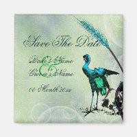 "Sauvez la date" tourbillonne d'oiseau bleu vert