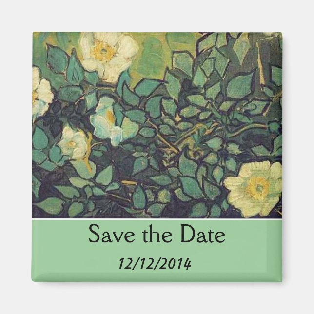 Aimant Sauvez la date, Van Gogh Wild Roses. (Devant)
