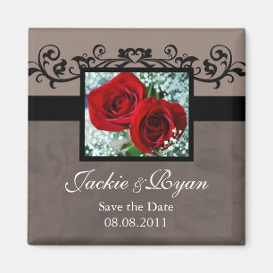 Aimant Sauvez le coeur de roses rouges d'aimant de date
